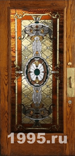 Дверь с витражом и массивом дерева №13 Дверь с витражом и массивом дерева №13